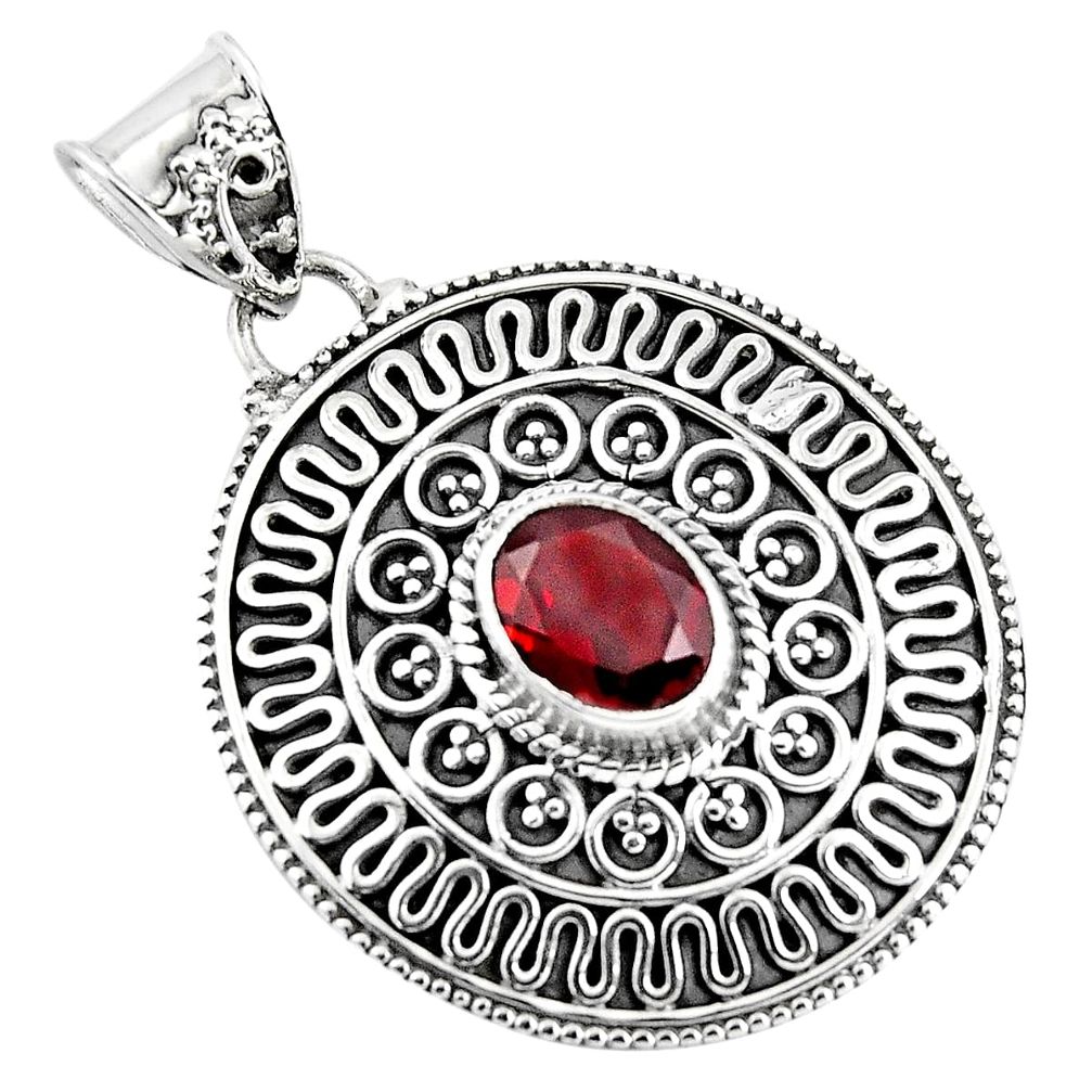 2.28cts natural red garnet oval 925 sterling silver pendant jewelry p90242