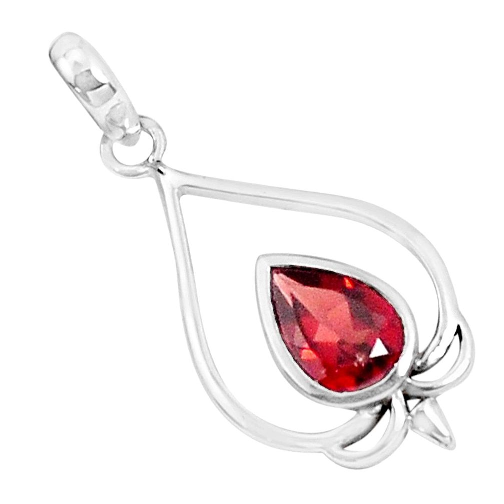 2.23cts natural red garnet pear 925 sterling silver pendant jewelry p36341