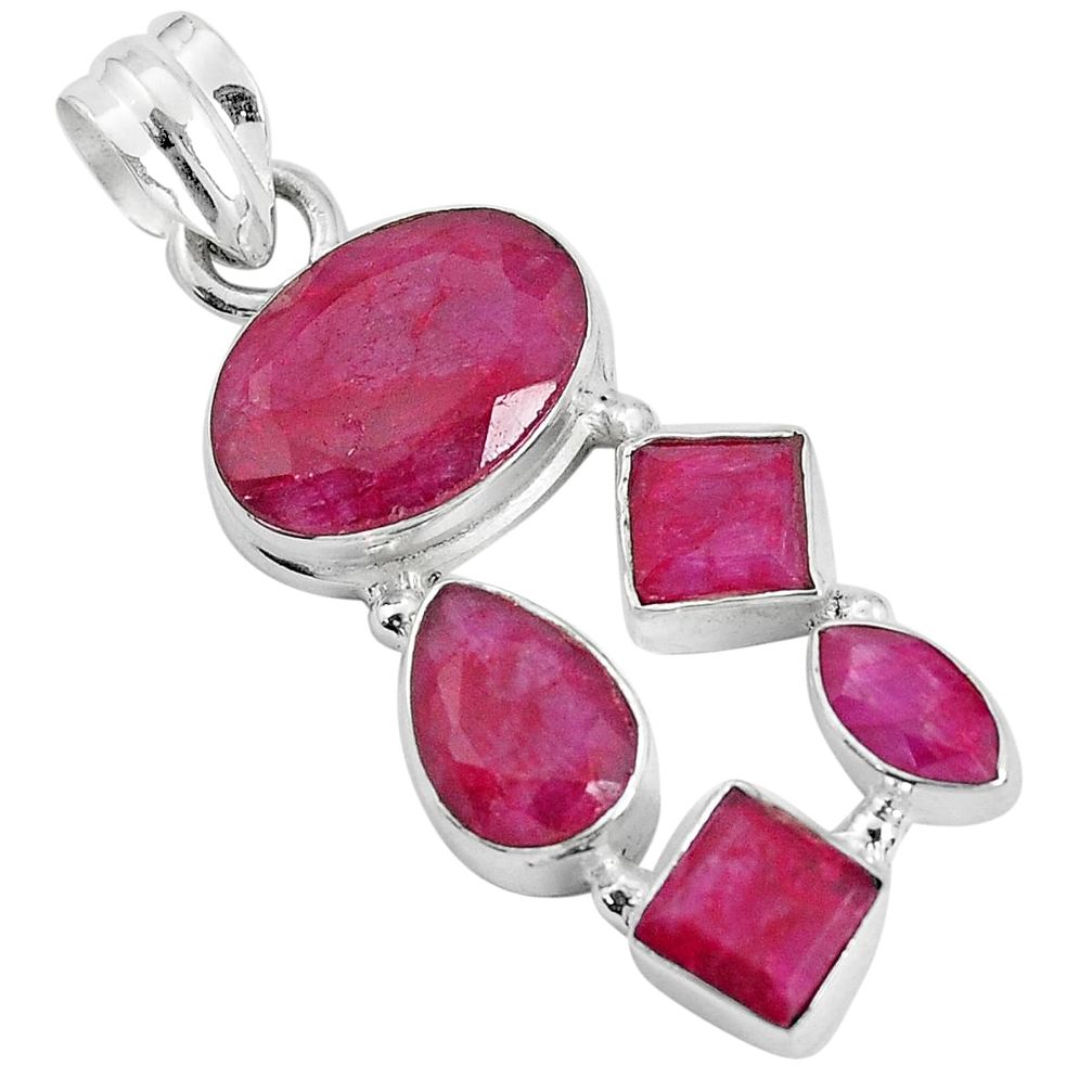 13.07cts natural red ruby 925 sterling silver pendant jewelry p34006