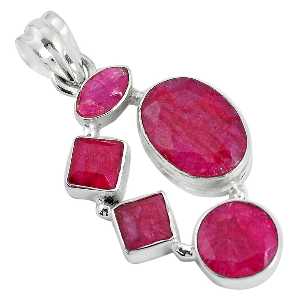 14.42cts natural red ruby 925 sterling silver pendant jewelry p34008