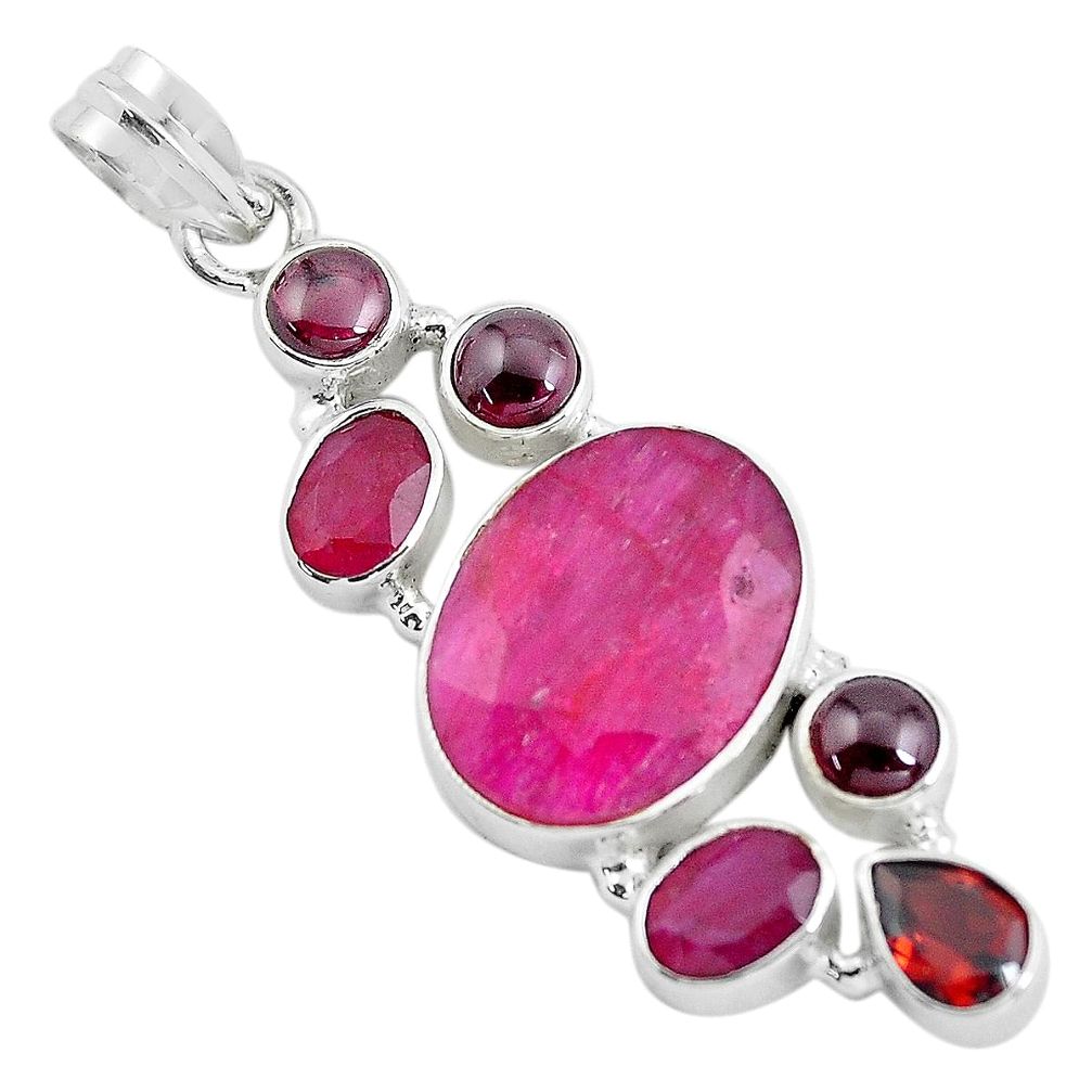 18.22cts natural red ruby garnet 925 sterling silver pendant jewelry d31949