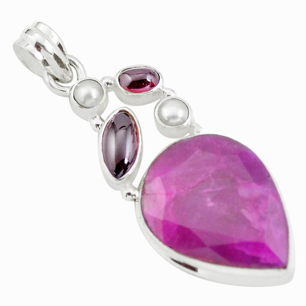 20.86cts natural red ruby garnet 925 sterling silver pendant jewelry p59178