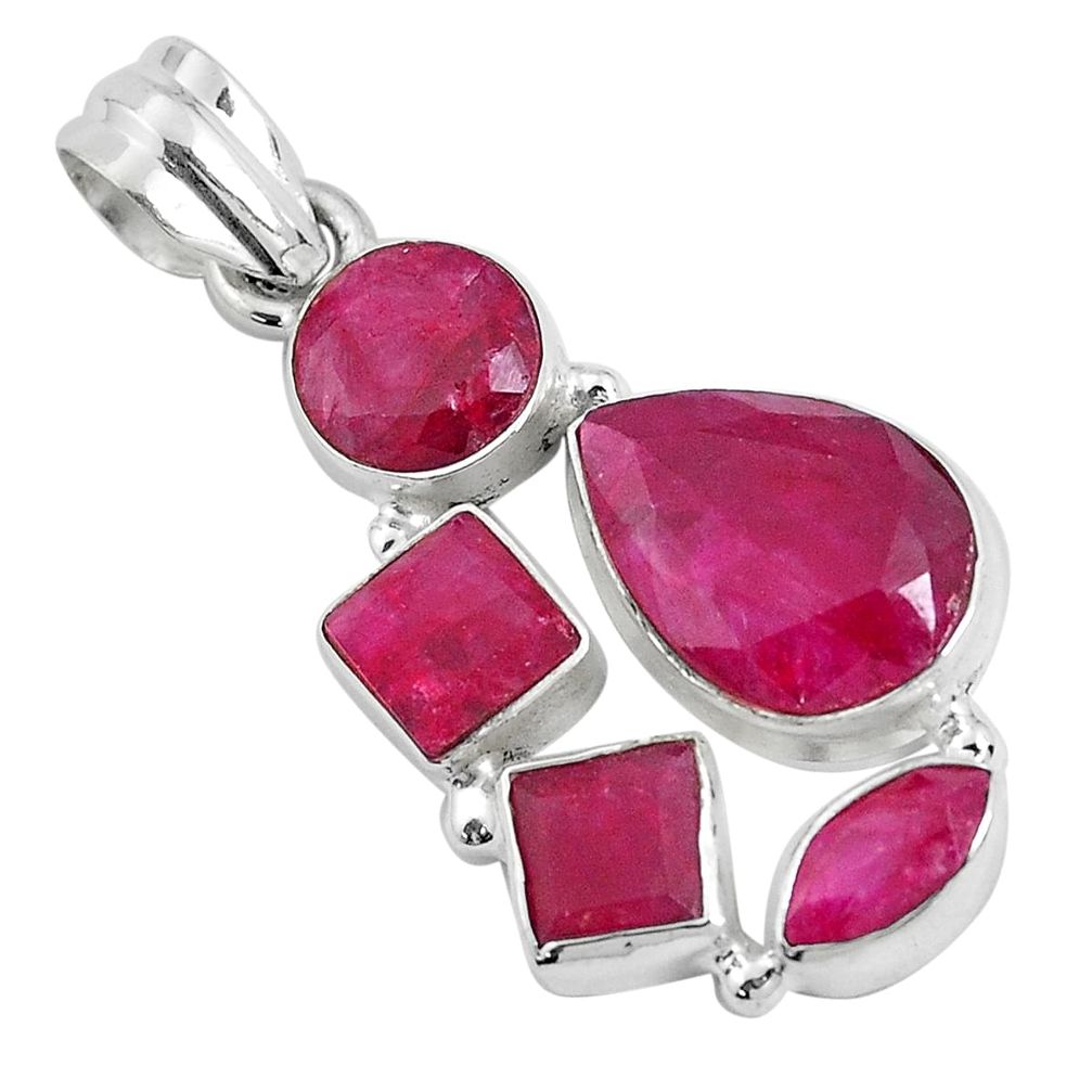 14.61cts natural red ruby pear 925 sterling silver pendant jewelry p34002