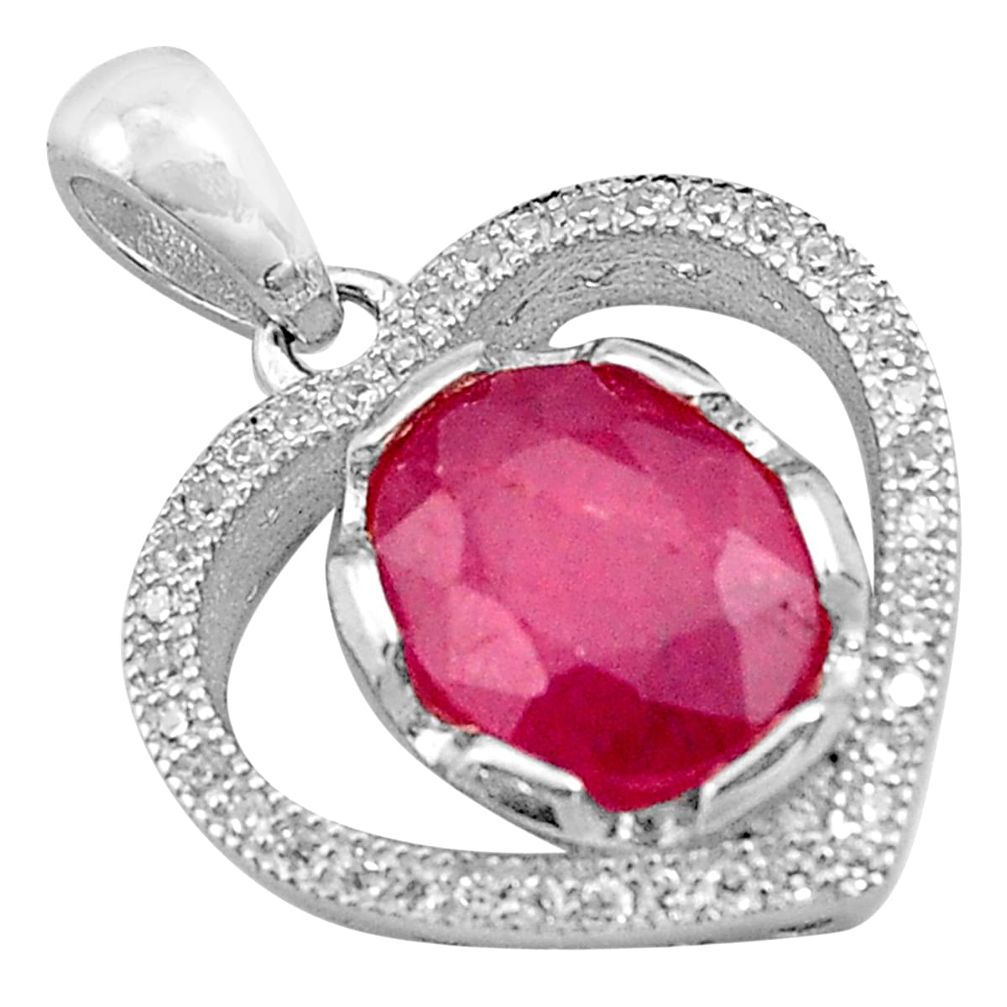 4.67cts natural red ruby topaz 925 sterling silver heart pendant jewelry c4381