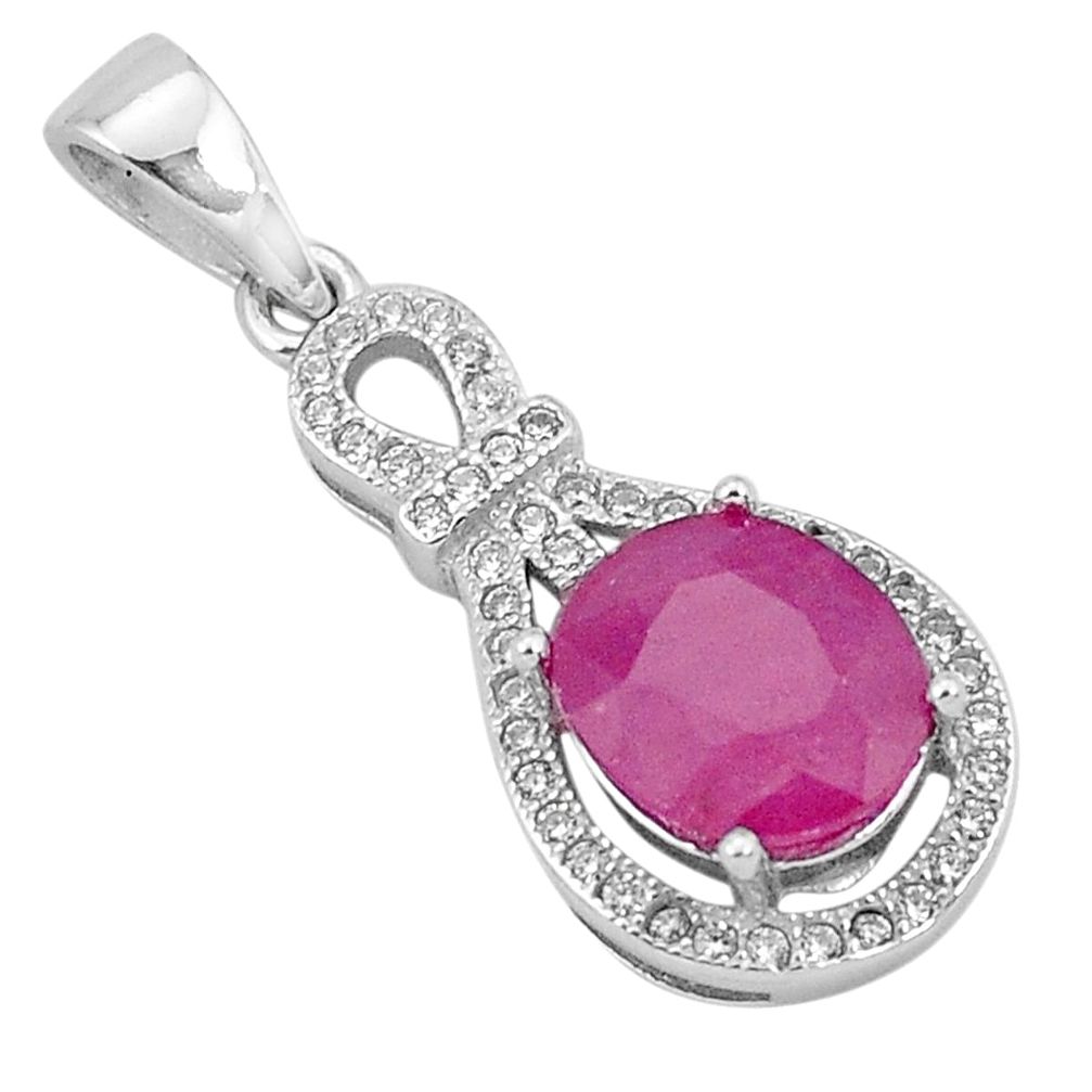 4.87cts natural red ruby topaz 925 sterling silver pendant jewelry a96388