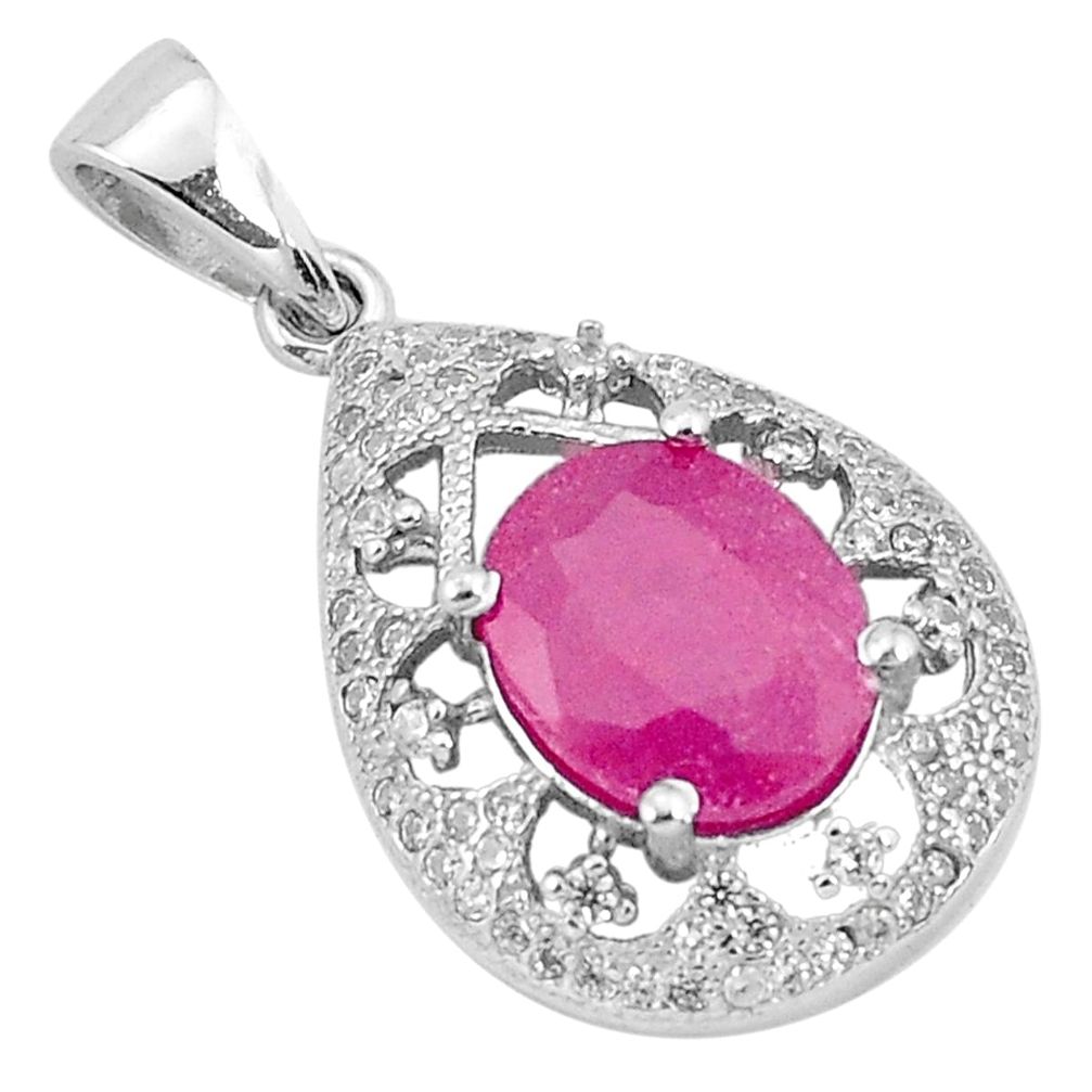 4.82cts natural red ruby topaz 925 sterling silver pendant jewelry a96392