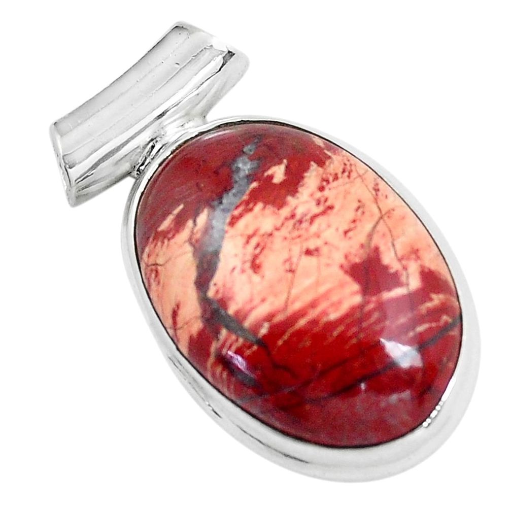 16.20cts natural red snakeskin jasper 925 sterling silver pendant jewelry d31833