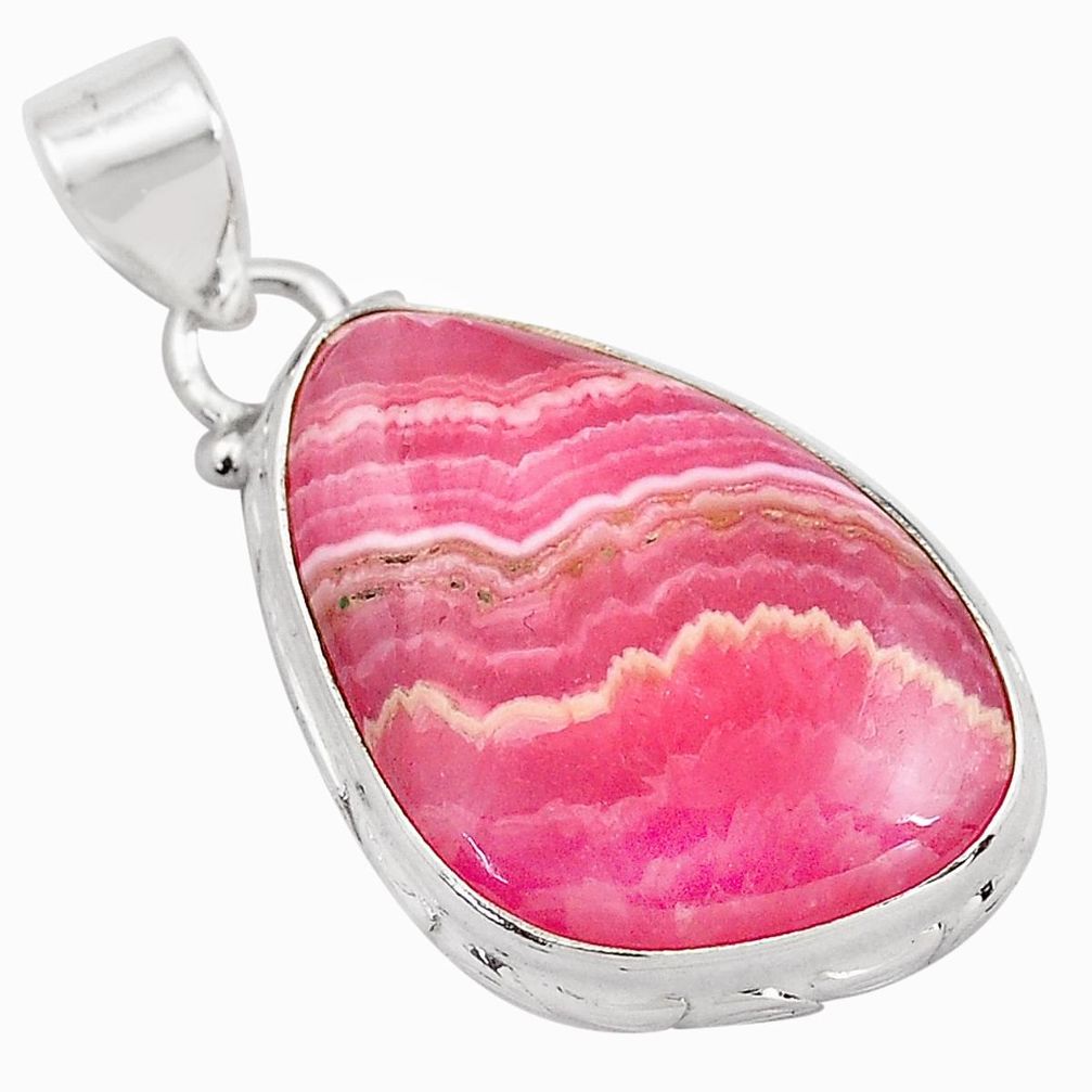 19.23cts natural rhodochrosite inca rose (argentina) 925 silver pendant p85241