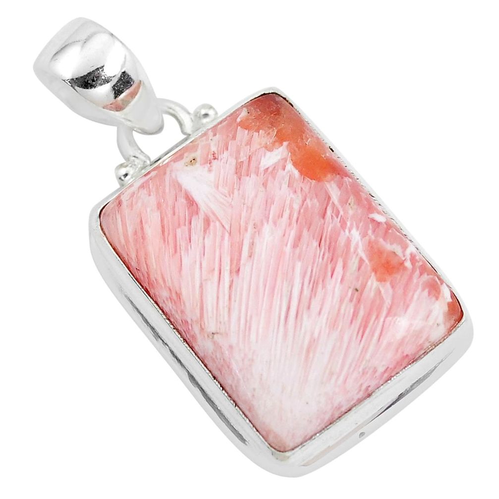 19.23cts natural scolecite high vibration crystal 925 silver pendant p40923