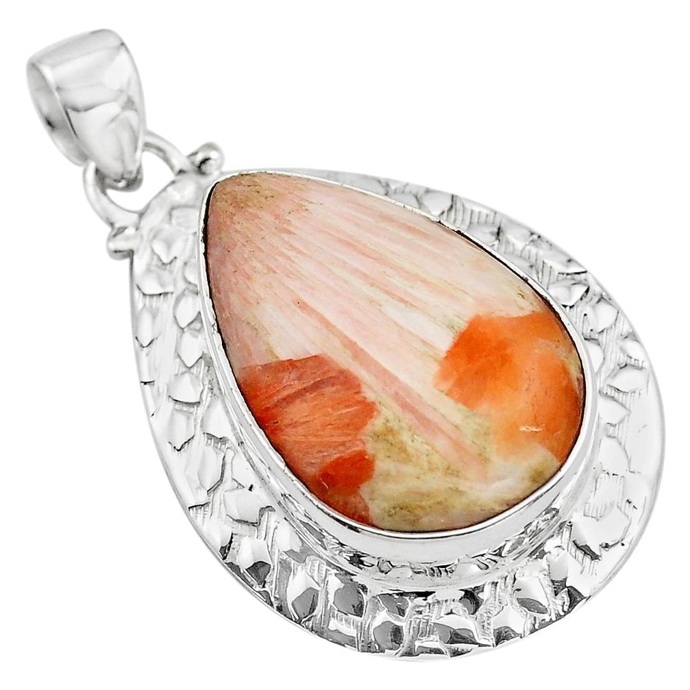 24.65cts natural scolecite high vibration crystal 925 silver pendant p85114