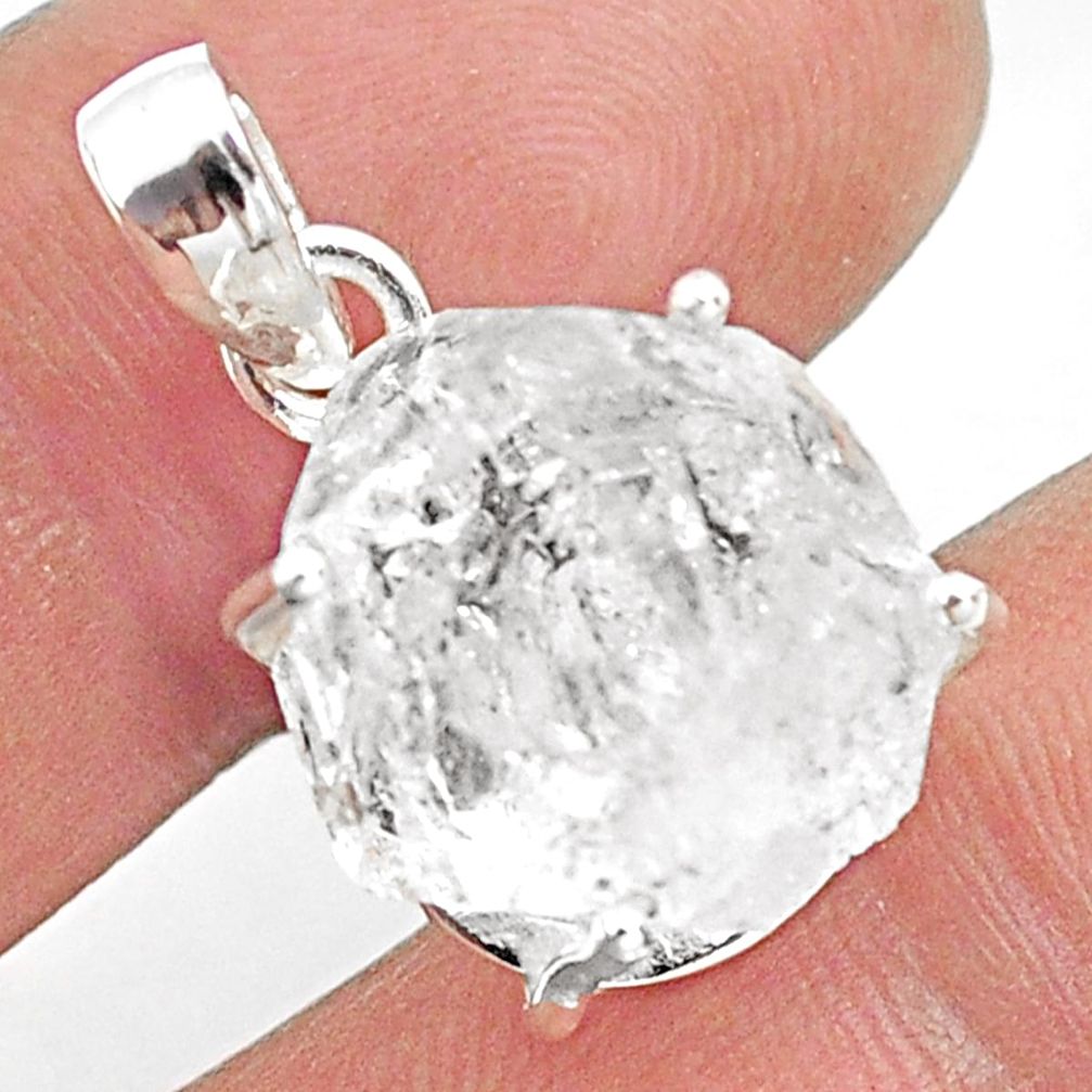 13.69cts natural white herkimer diamond 925 sterling silver pendant p70941