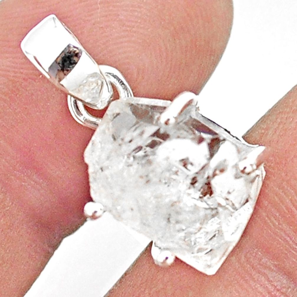 8.57cts natural white herkimer diamond 925 sterling silver pendant p70962