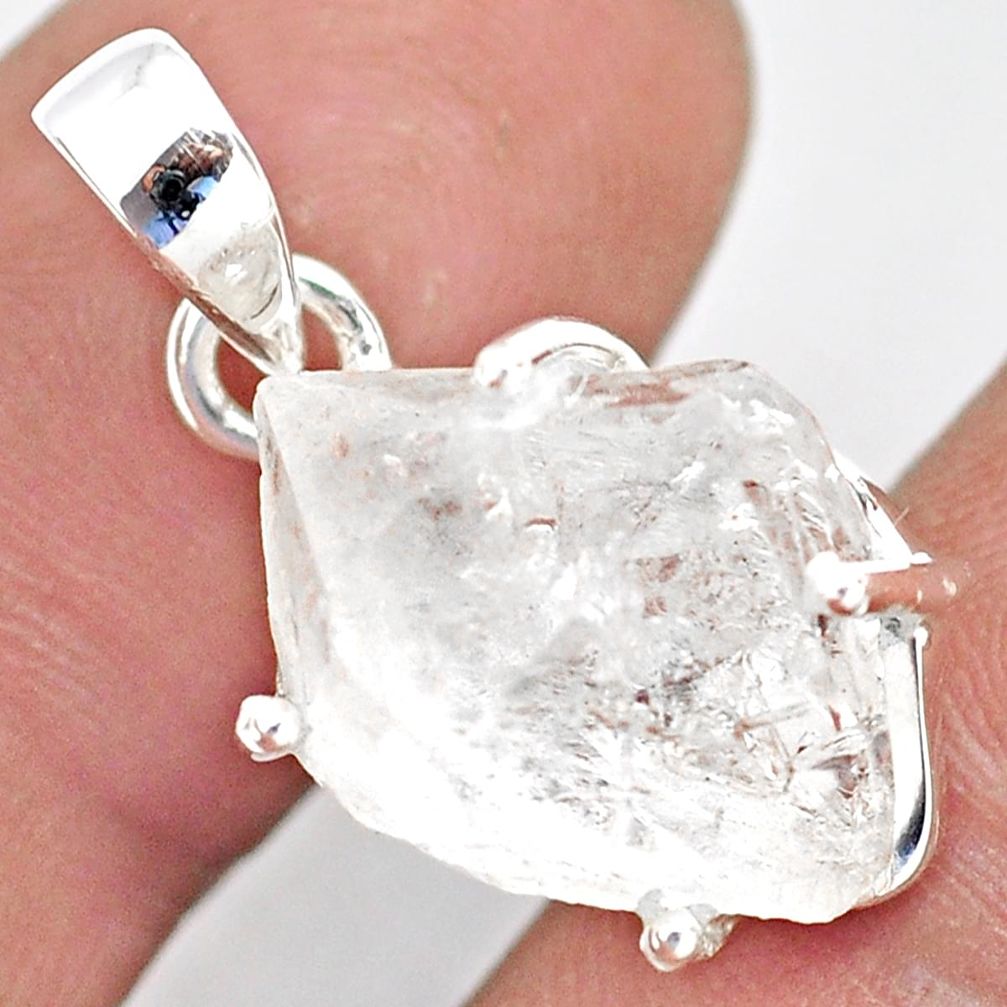 9.37cts natural white herkimer diamond 925 sterling silver pendant p74185