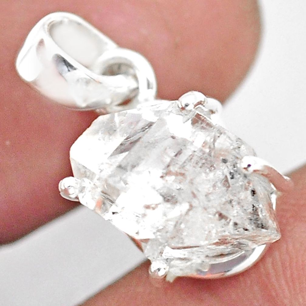 8.35cts natural white herkimer diamond 925 sterling silver pendant p74198