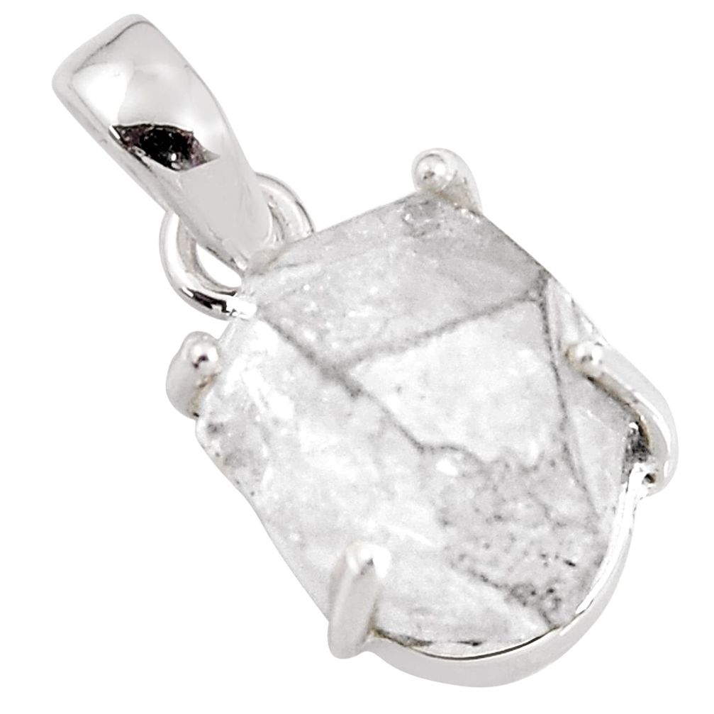 12.54cts natural white herkimer diamond 925 sterling silver pendant p90868