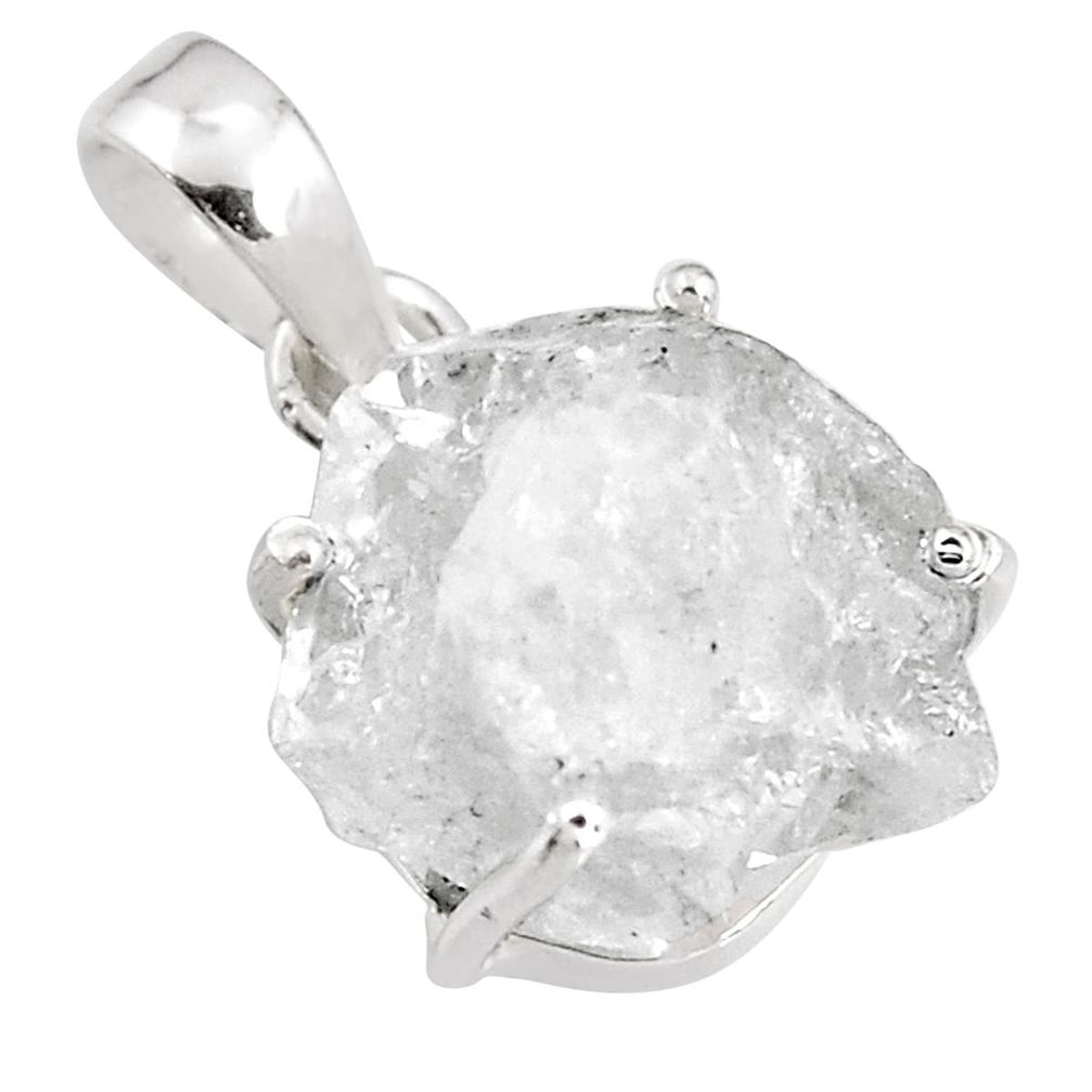 12.54cts natural white herkimer diamond 925 sterling silver pendant p90869