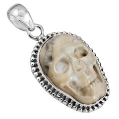 17.69cts natural white howlite 925 sterling silver buddha charm pendant p90437