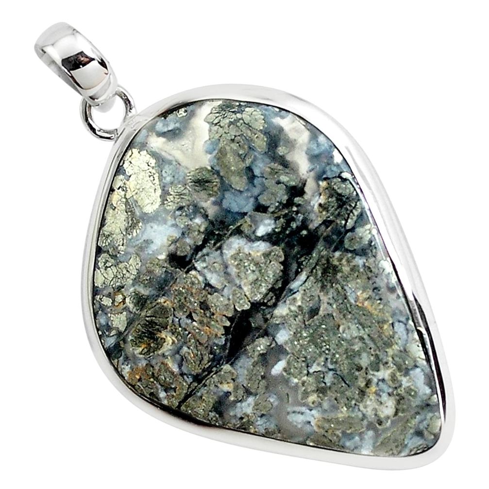 27.49cts natural white marcasite in quartz 925 sterling silver pendant p44022