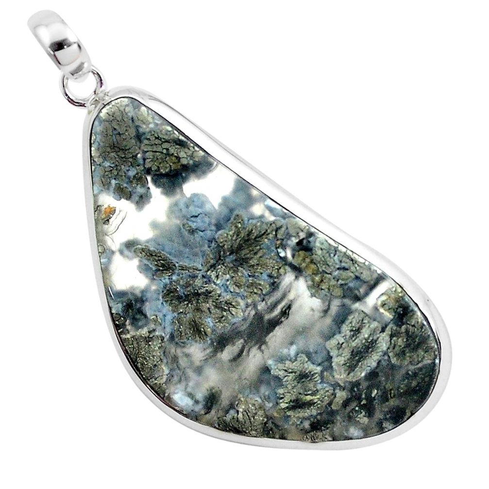 34.48cts natural white marcasite in quartz 925 sterling silver pendant p44026