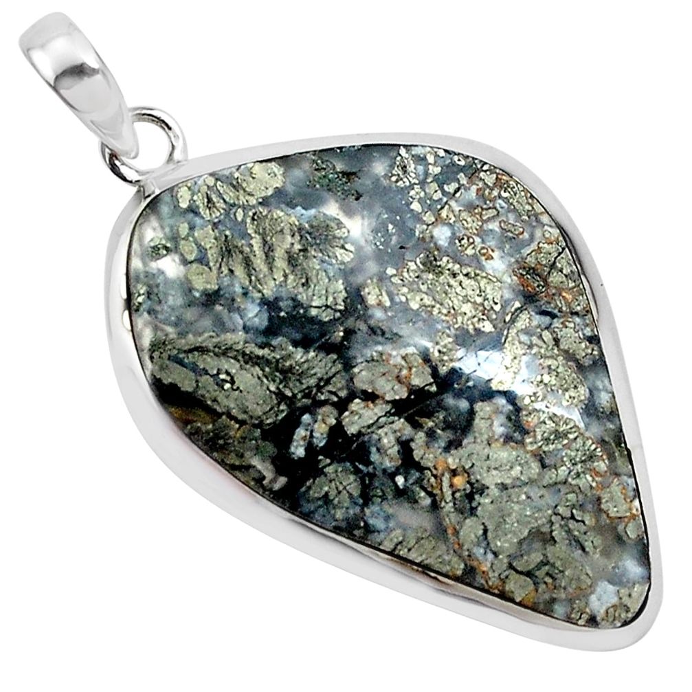 26.16cts natural white marcasite in quartz 925 sterling silver pendant p44030