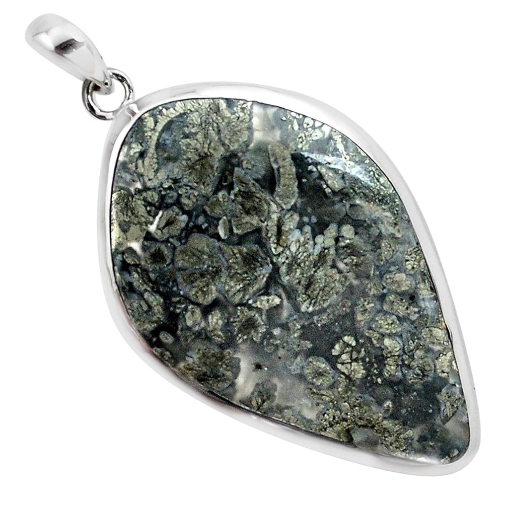 34.48cts natural white marcasite in quartz 925 sterling silver pendant p44038