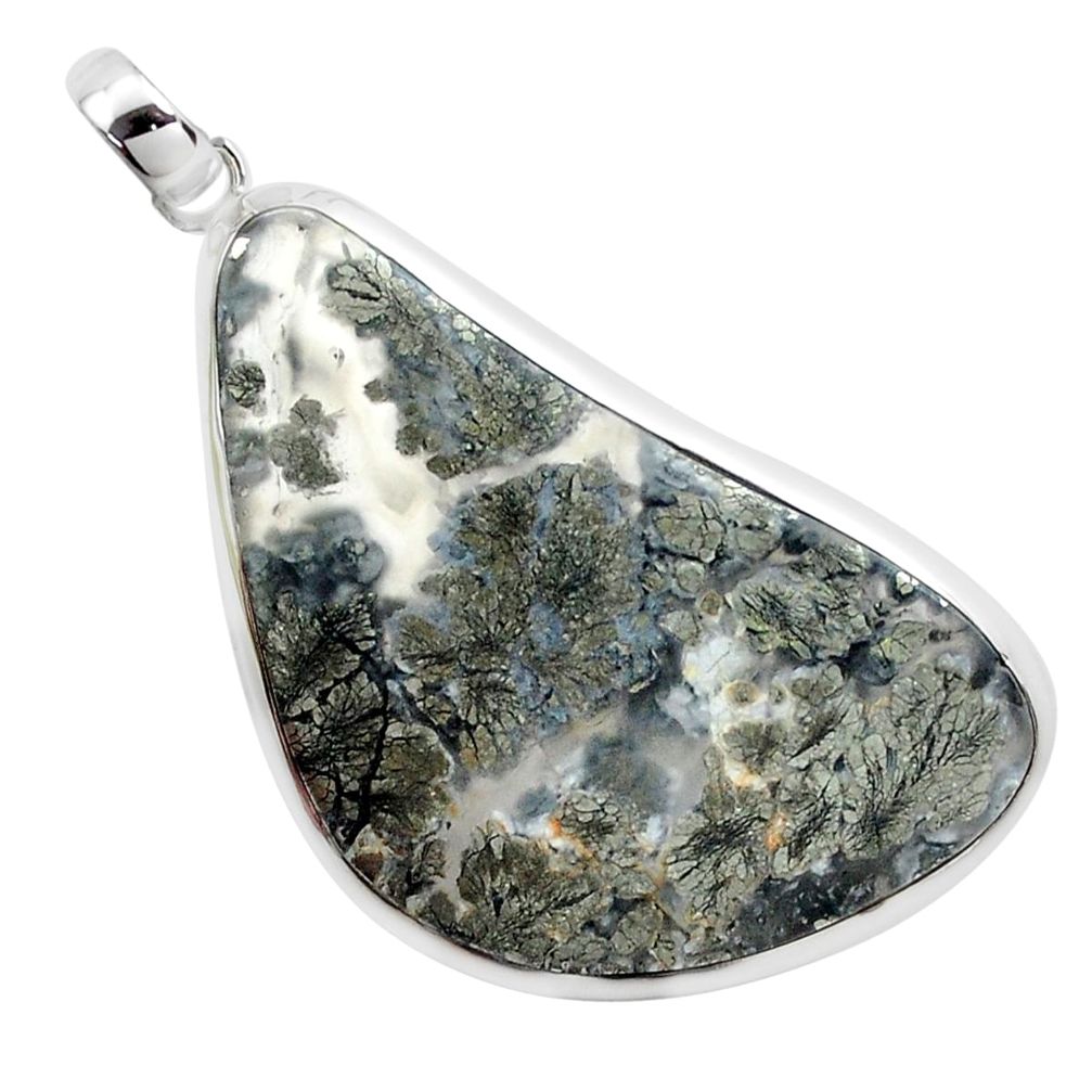 36.19cts natural white marcasite in quartz 925 sterling silver pendant p44041