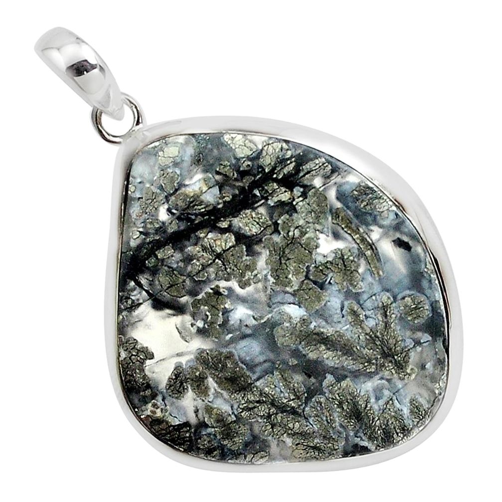 30.39cts natural white marcasite in quartz 925 sterling silver pendant p44042