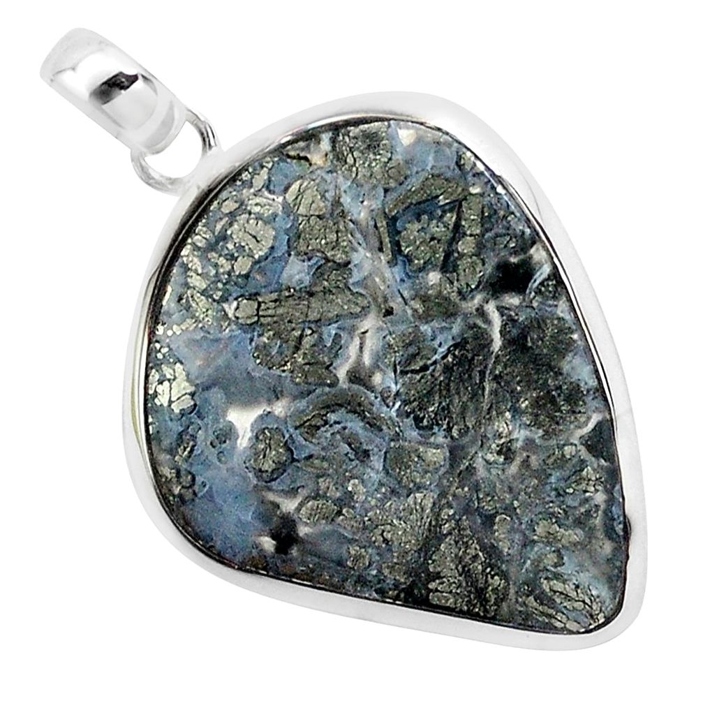 21.66cts natural white marcasite in quartz 925 sterling silver pendant p44043