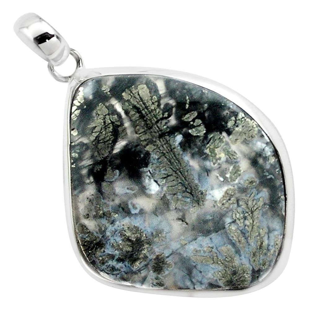 29.75cts natural white marcasite in quartz 925 sterling silver pendant p44045