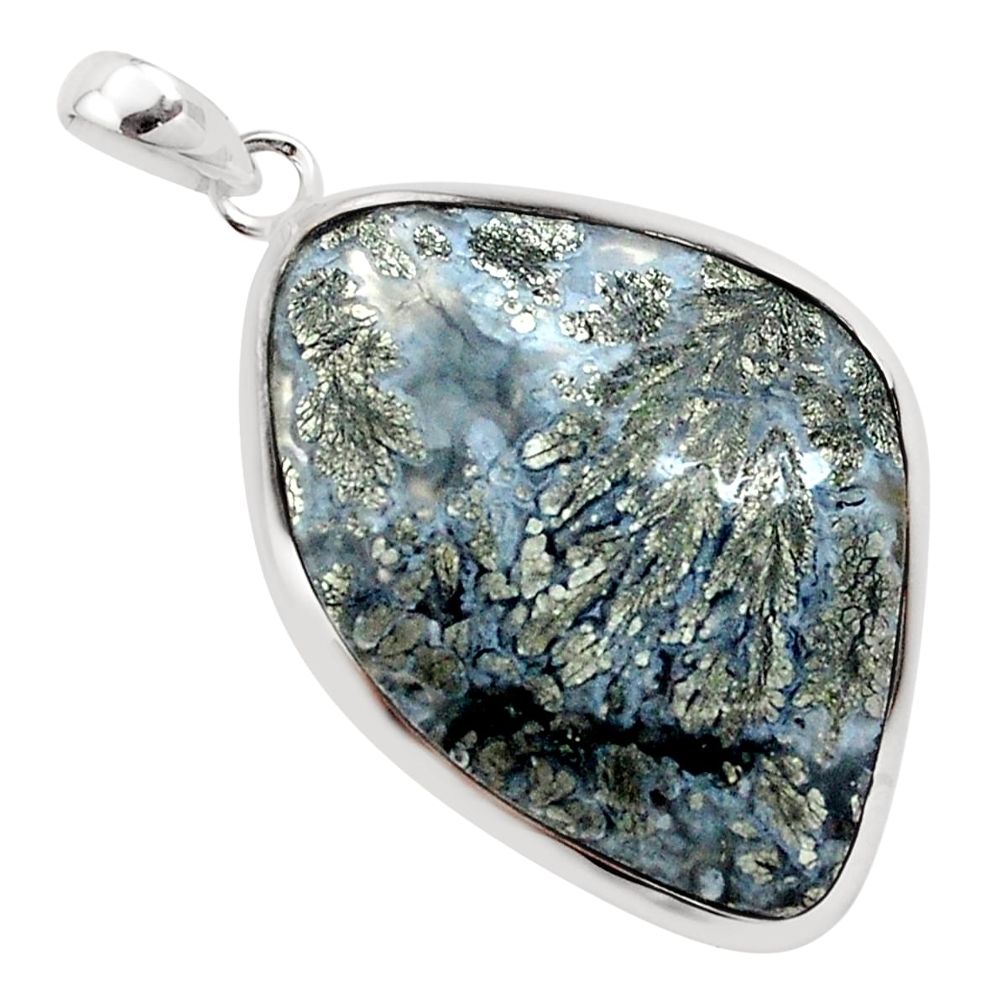 29.75cts natural white marcasite in quartz 925 sterling silver pendant p44057