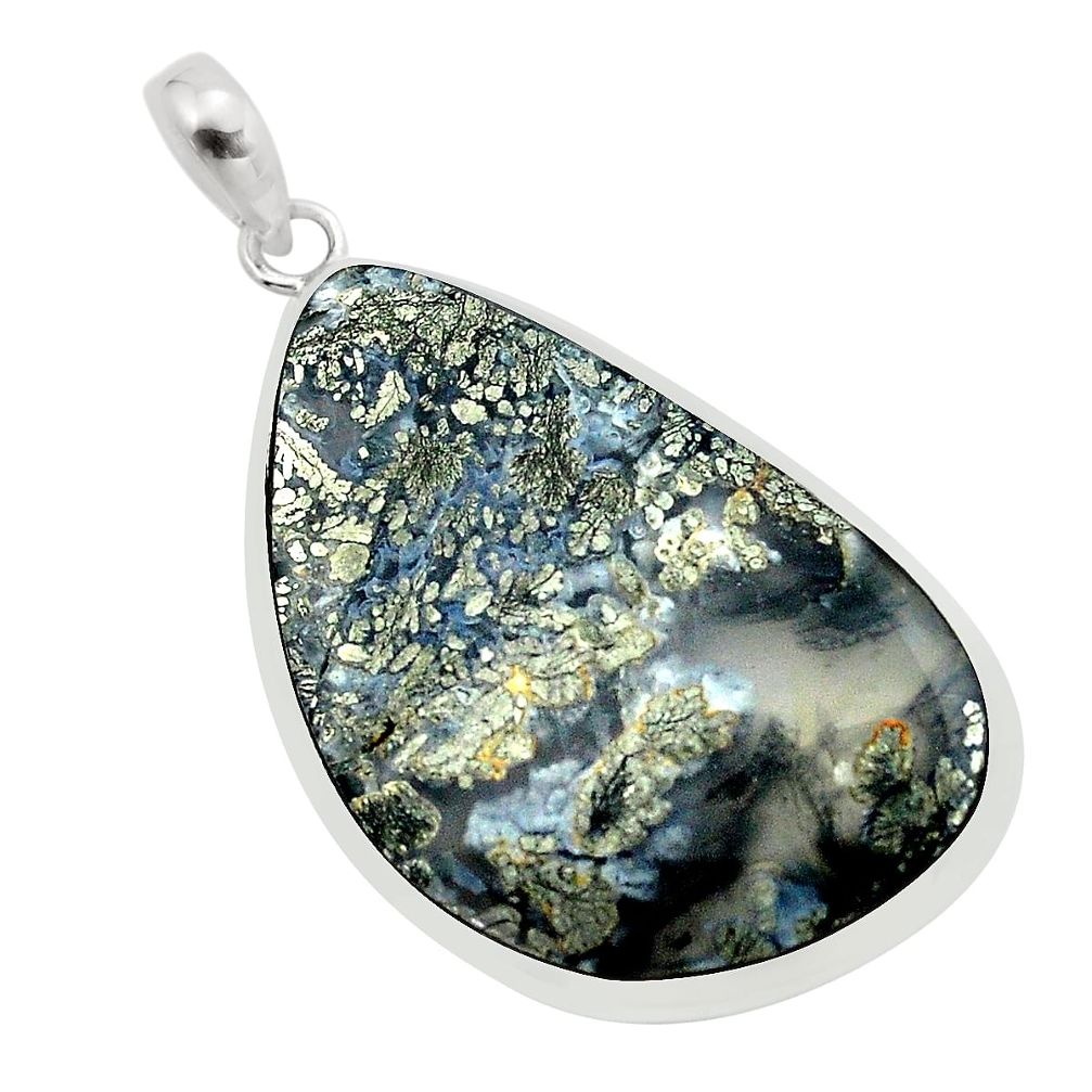 26.85cts natural white marcasite in quartz 925 sterling silver pendant p53863