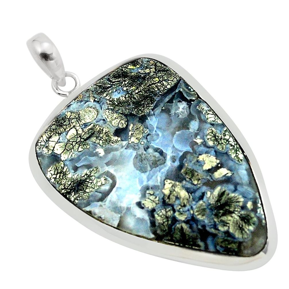 21.05cts natural white marcasite in quartz 925 sterling silver pendant p53865