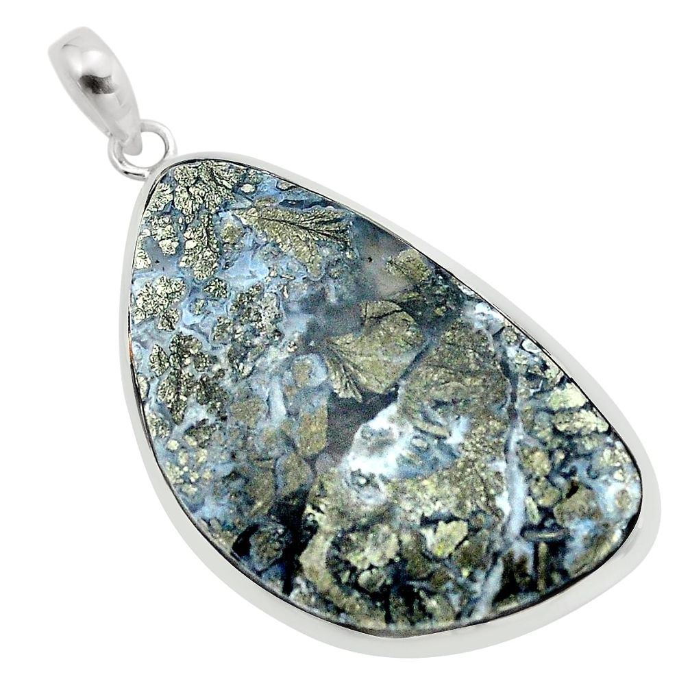 29.75cts natural white marcasite in quartz 925 sterling silver pendant p53869