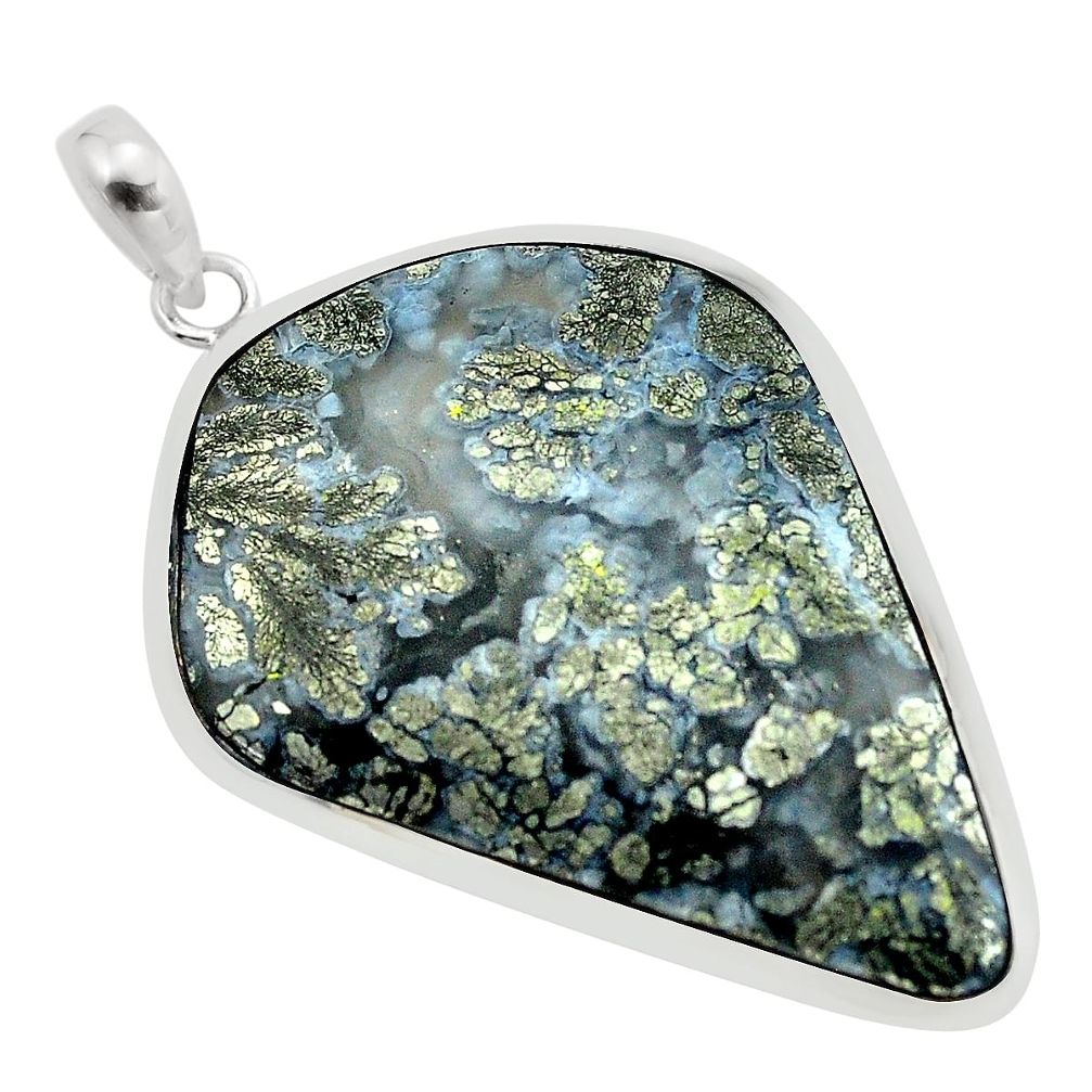 35.55cts natural white marcasite in quartz 925 sterling silver pendant p53871