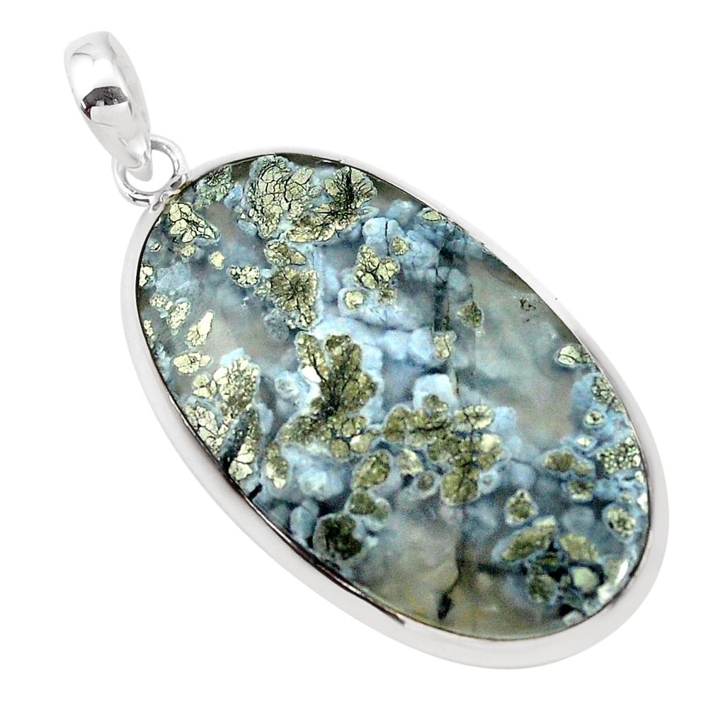 28.54cts natural white marcasite in quartz 925 sterling silver pendant p53875