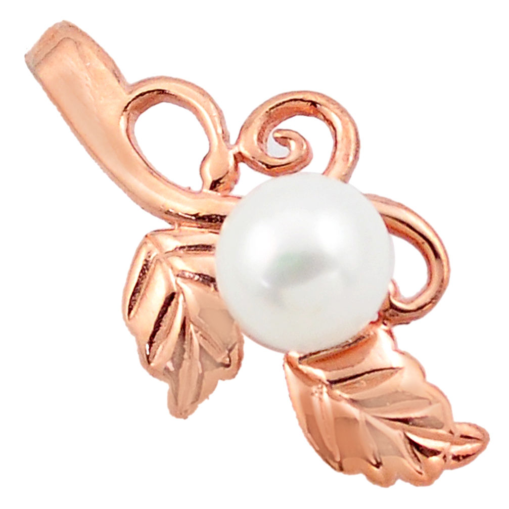 5.52cts natural white pearl 925 sterling silver 14k rose gold pendant c4742