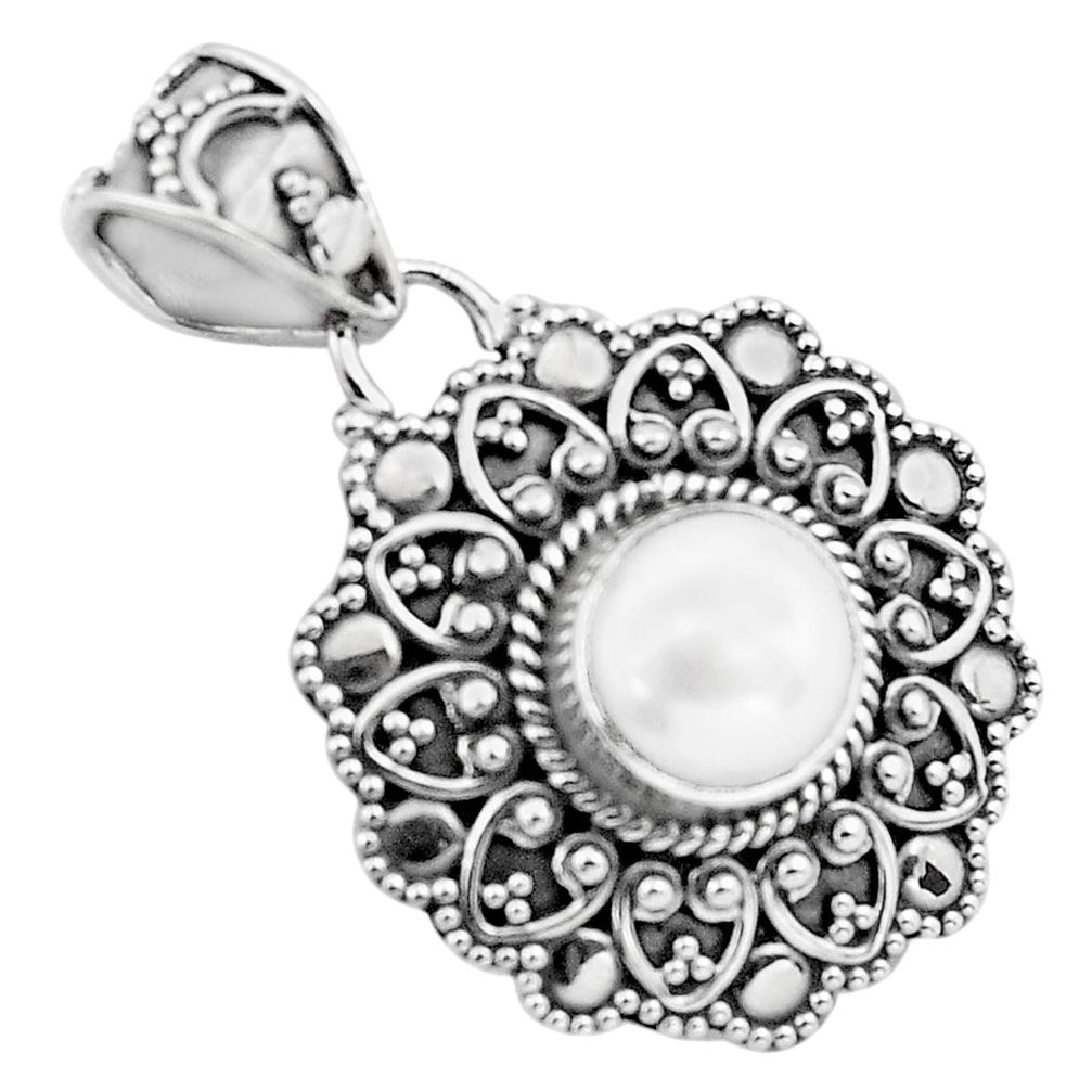 2.69cts natural white pearl 925 sterling silver pendant jewelry p86319