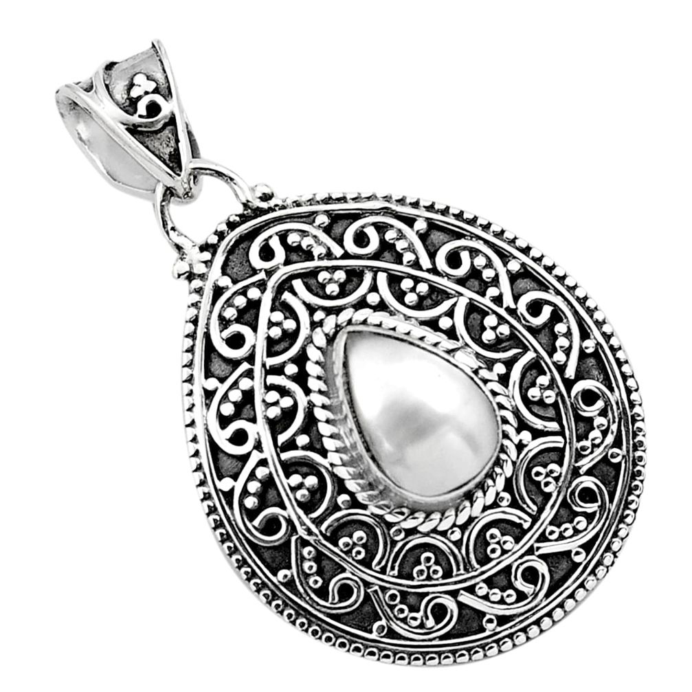 2.35cts natural white pearl 925 sterling silver pendant jewelry p86337