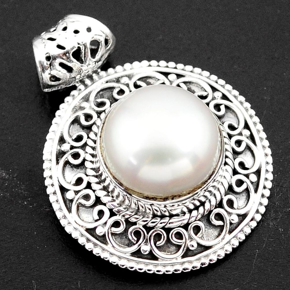 10.00cts natural white pearl 925 sterling silver pendant jewelry p86490