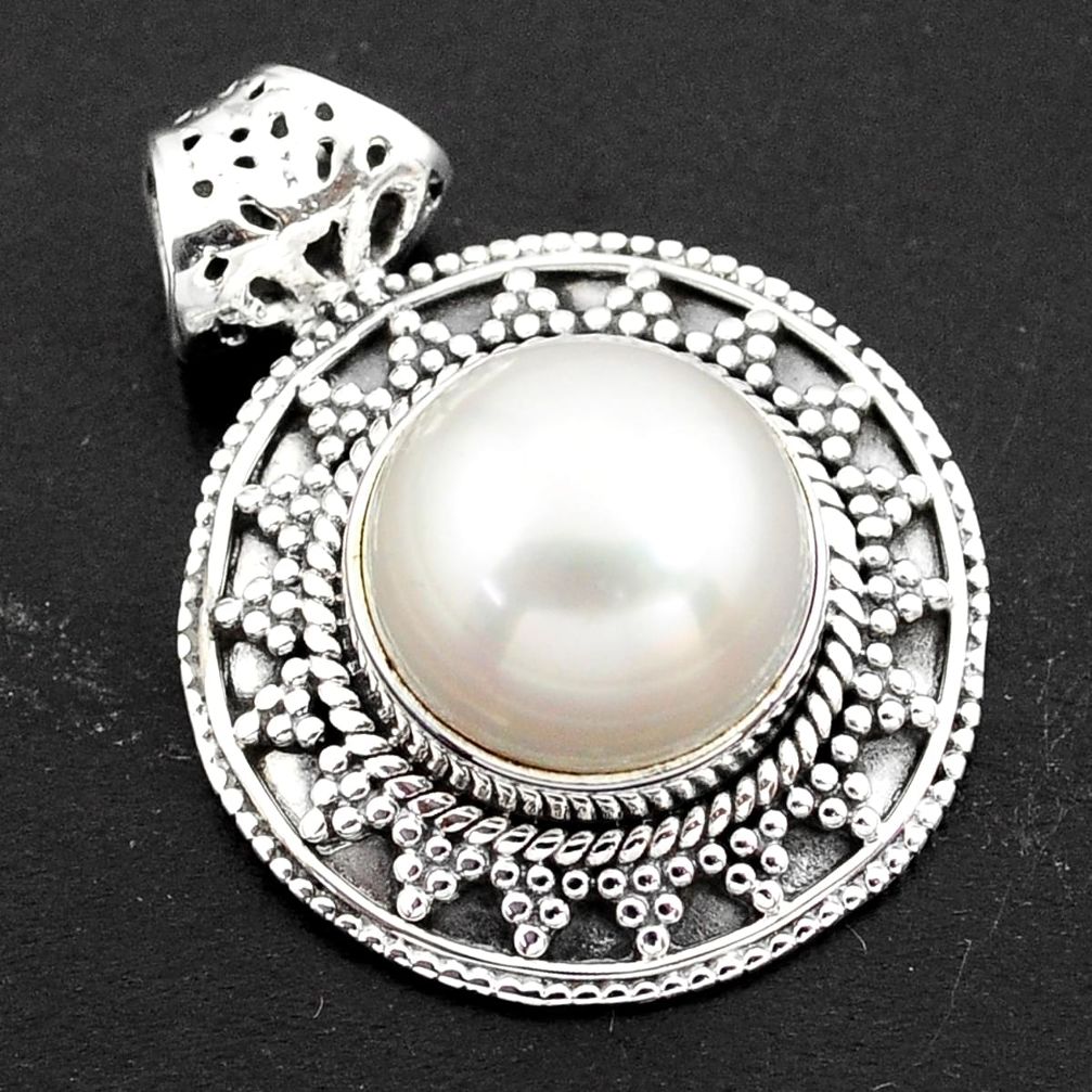 8.71cts natural white pearl 925 sterling silver pendant jewelry p86492