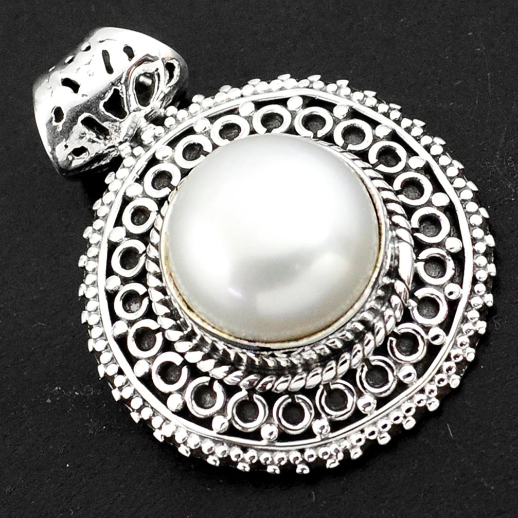 8.27cts natural white pearl 925 sterling silver pendant jewelry p86493