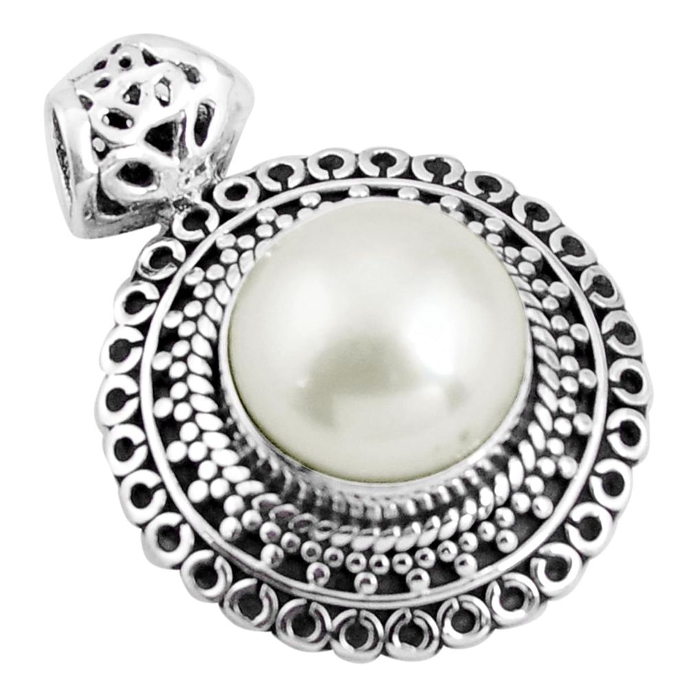 12.40cts natural white pearl 925 sterling silver pendant jewelry p90289