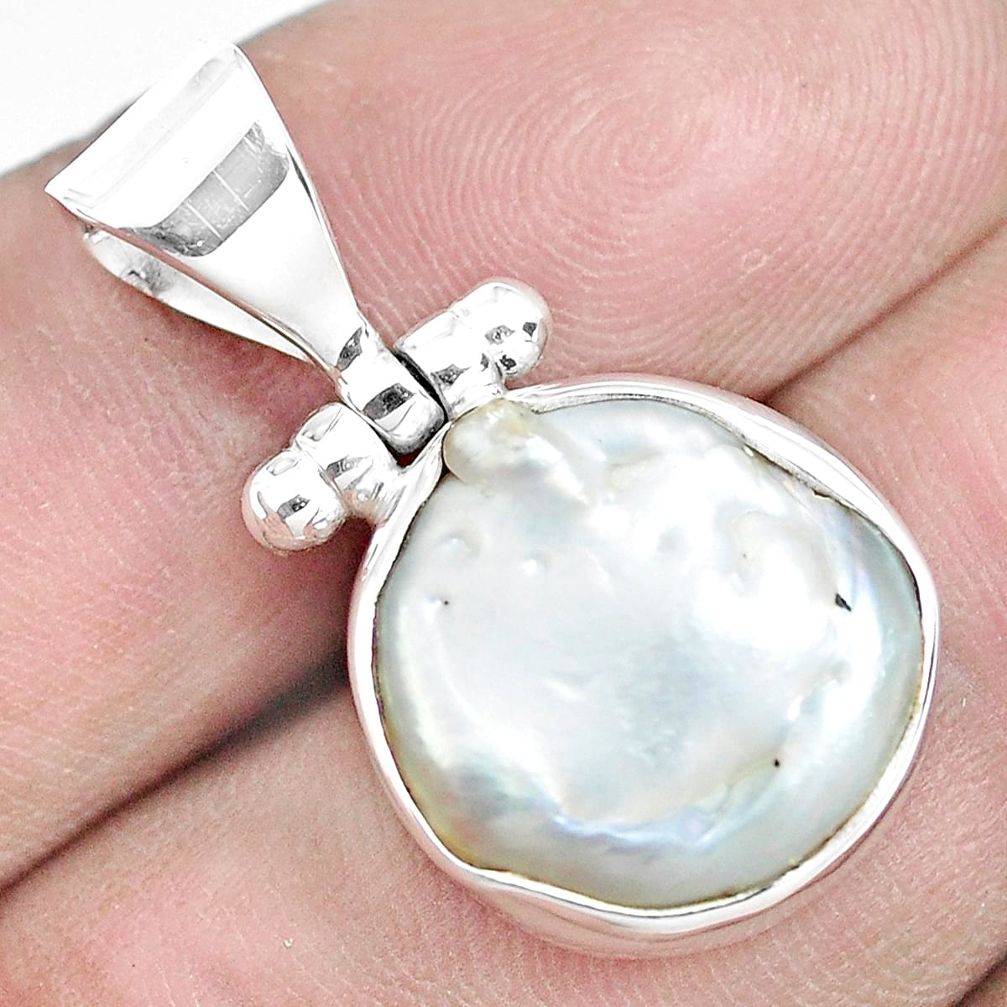 8.87cts natural white pearl fancy 925 sterling silver pendant jewelry p45192