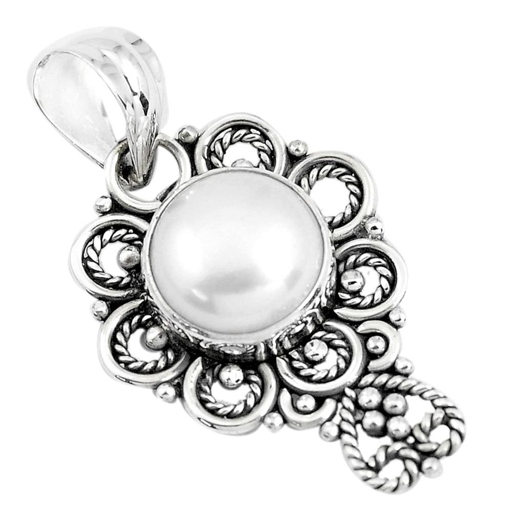 5.53cts natural white pearl oval 925 sterling silver pendant jewelry p39407