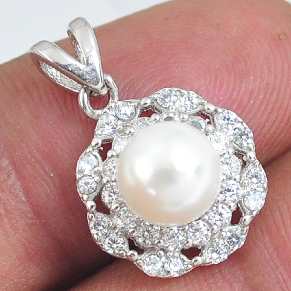 2.73cts natural white pearl topaz 925 sterling silver pendant jewelry c2877