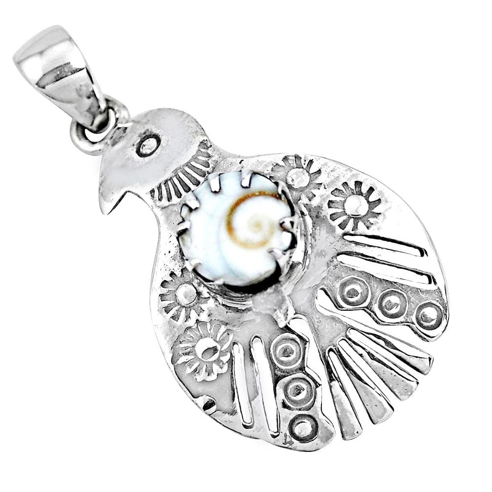 3.19cts natural white shiva eye 925 sterling silver bird charm pendant p41921