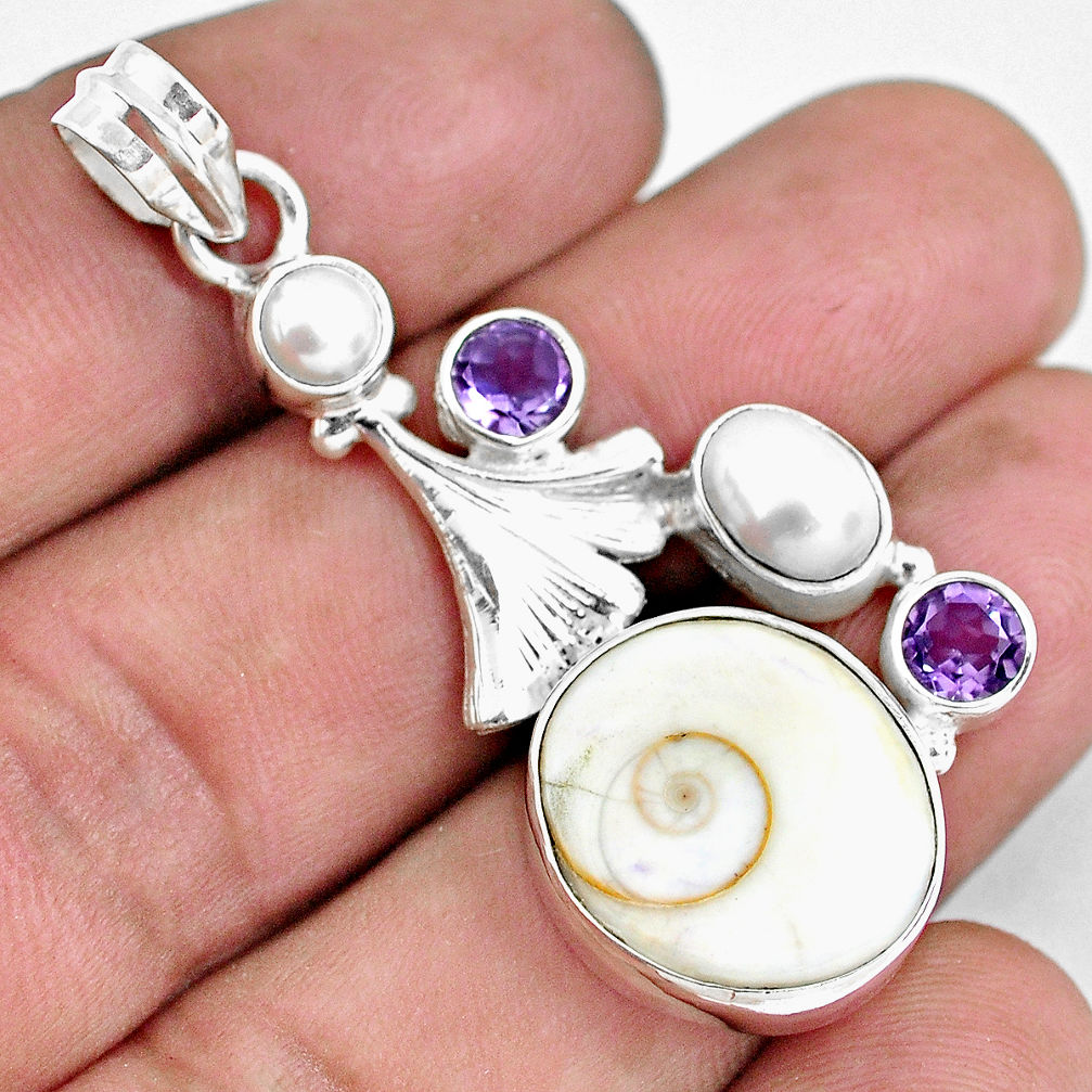 16.17cts natural white shiva eye amethyst 925 sterling silver pendant d31002