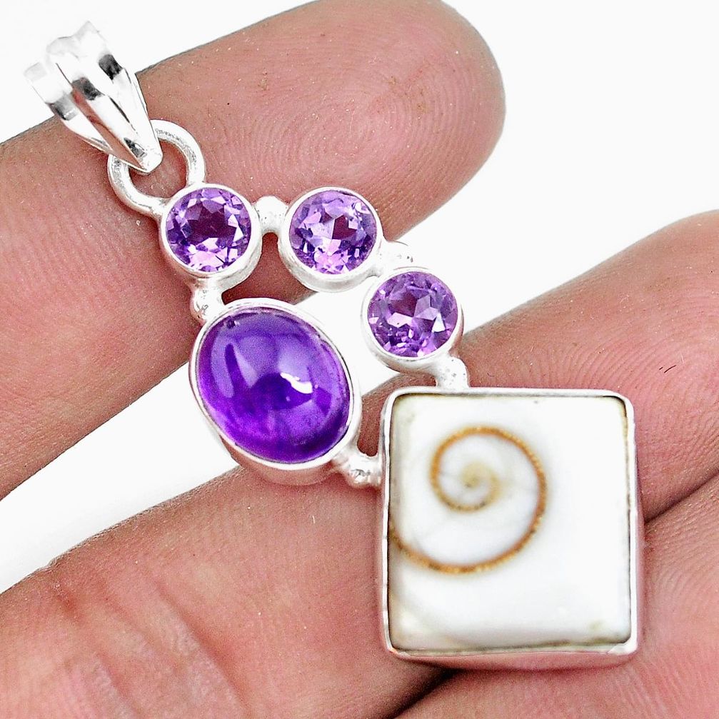 18.22cts natural white shiva eye amethyst 925 sterling silver pendant d31008