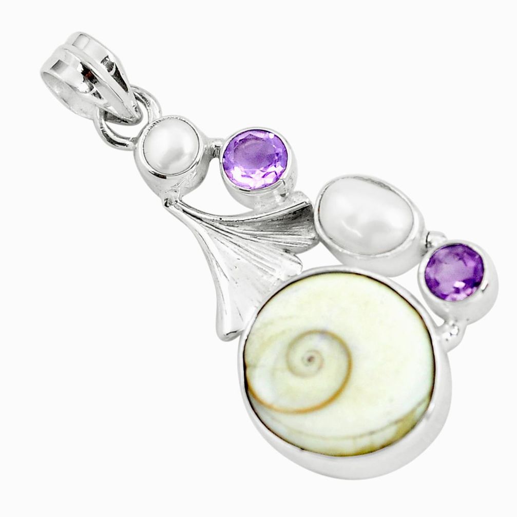 14.59cts natural white shiva eye amethyst 925 sterling silver pendant d31756