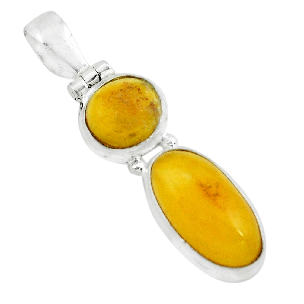 9.37cts natural yellow amber bone 925 sterling silver pendant jewelry p67377